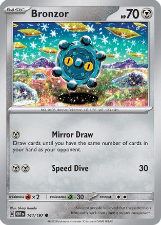 Bronzor 144/197  - Reverse Holofoil SV03 Obsidian Flames - Common
