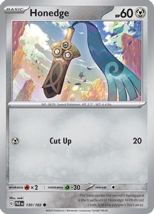 Honedge 130/182  - Reverse Holofoil SV04 Paradox Rift - Common