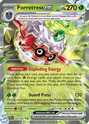Forretress ex 002/091  - Holofoil SV Paldean Fates - Double Rare