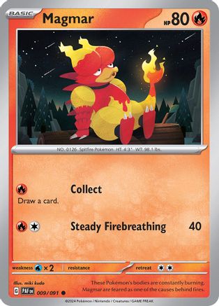 Magmar 009/091  - Reverse Holofoil SV Paldean Fates - Common