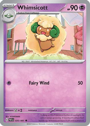 Whimsicott 035/091  - Reverse Holofoil SV Paldean Fates - Uncommon