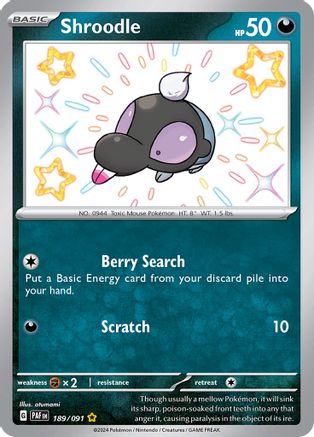 Shroodle 189/091  - Holofoil SV Paldean Fates - Shiny Rare
