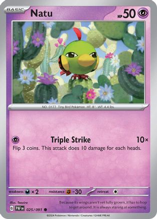 Natu 025/091  - Reverse Holofoil SV Paldean Fates - Common