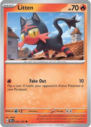 Litten 032/162  - Reverse Holofoil SV05 Temporal Forces - Common