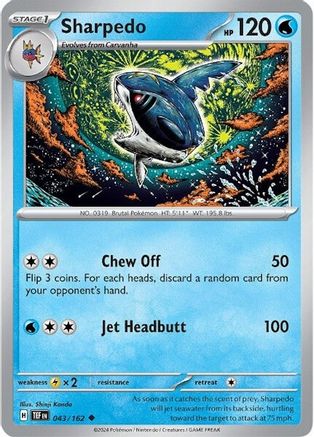 Sharpedo 043/162  - Reverse Holofoil SV05 Temporal Forces - Uncommon