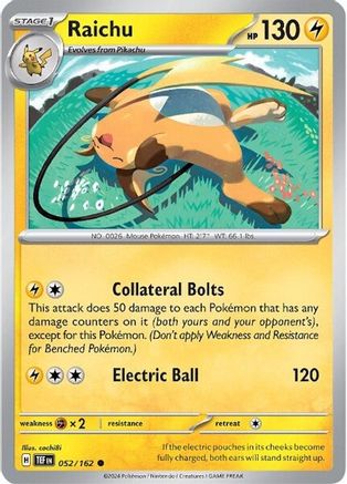 Raichu 052/162  - Reverse Holofoil SV05 Temporal Forces - Common