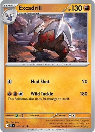 Excadrill 086/162  - Reverse Holofoil SV05 Temporal Forces - Uncommon