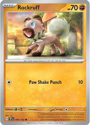 Rockruff 089/162  - Reverse Holofoil SV05 Temporal Forces - Common