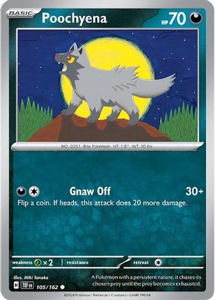 Poochyena 105/162  - Reverse Holofoil SV05 Temporal Forces - Common