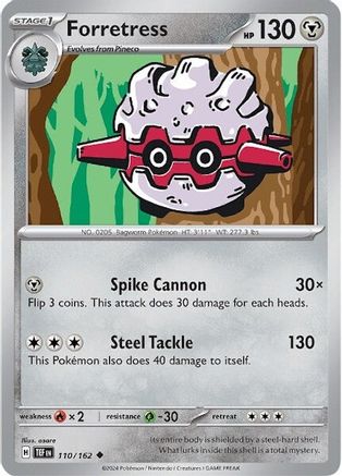 Forretress 110/162  - Reverse Holofoil SV05 Temporal Forces - Uncommon