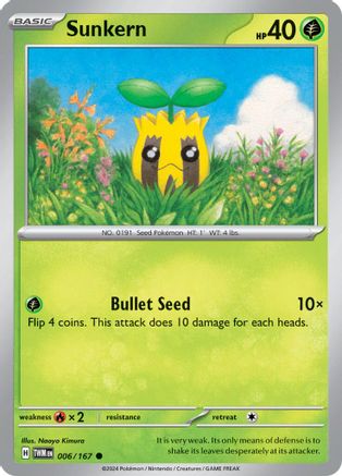 Sunkern 006/167  - Reverse Holofoil SV06 Twilight Masquerade - Common