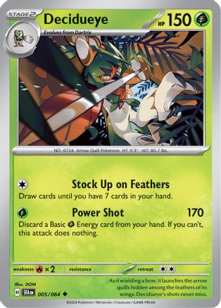Decidueye 005/064  - Reverse Holofoil SV Shrouded Fable - Uncommon
