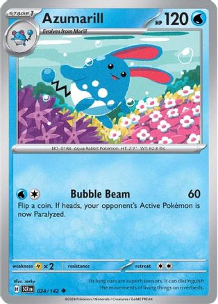 Azumarill 034/142  - Reverse Holofoil SV07 Stellar Crown - Uncommon