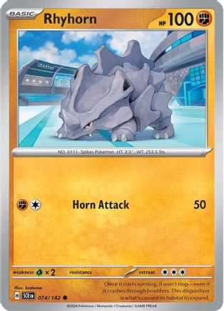 Rhyhorn 074/142  - Reverse Holofoil SV07 Stellar Crown - Common