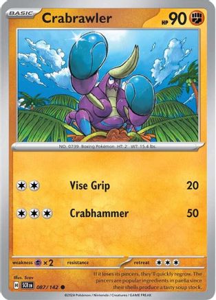 Crabrawler 087/142  - Reverse Holofoil SV07 Stellar Crown - Common