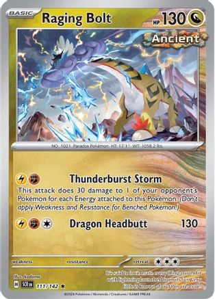 Raging Bolt 111/142  - Holofoil SV07 Stellar Crown - Rare