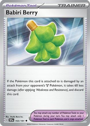 Babiri Berry 163/191  - Reverse Holofoil SV08 Surging Sparks - Uncommon
