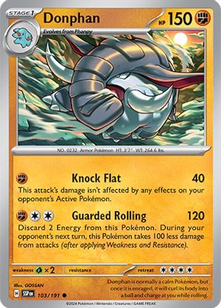 Donphan 103/191  - Reverse Holofoil SV08 Surging Sparks - Common