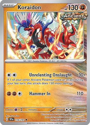Koraidon 116/191  - Reverse Holofoil SV08 Surging Sparks - Uncommon