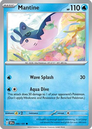 Mantine 040/191  - Reverse Holofoil SV08 Surging Sparks - Common