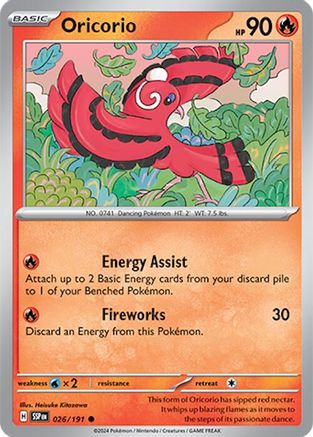 Oricorio 026/191  - Reverse Holofoil SV08 Surging Sparks - Common