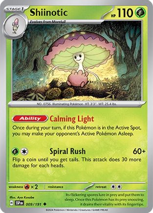 Shiinotic 009/191  - Reverse Holofoil SV08 Surging Sparks - Uncommon