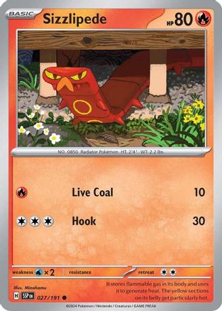 Sizzlipede 027/191  - Reverse Holofoil SV08 Surging Sparks - Common