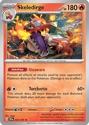 Skeledirge 031/191  - Reverse Holofoil SV08 Surging Sparks - Rare