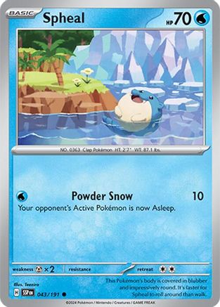 Spheal 043/191  - Reverse Holofoil SV08 Surging Sparks - Common