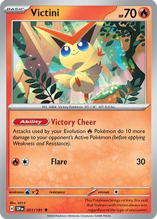Victini 021/191  - Reverse Holofoil SV08 Surging Sparks - Uncommon
