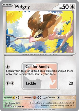 Pidgey 016/165  - Reverse Holofoil League & Championship Cards - Common