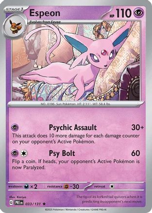 Espeon 033/131  - Reverse Holofoil SV Prismatic Evolutions - Rare