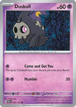 Duskull 035  - Reverse Holofoil SV Prismatic Evolutions - Common