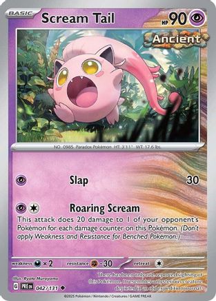 Scream Tail 042/131  - Reverse Holofoil SV Prismatic Evolutions - Uncommon