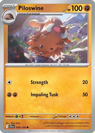 Piloswine 078/159  - Reverse Holofoil SV09 Journey Together - Common