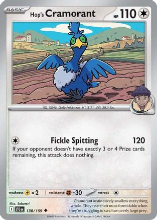 Hop's Cramorant 138/159  - Reverse Holofoil SV09 Journey Together - Uncommon