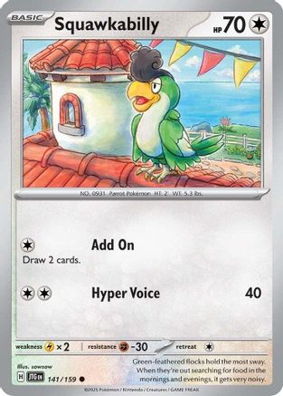 Squawkabilly 141/159  - Reverse Holofoil SV09 Journey Together - Common