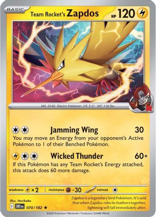 Team Rocket's Zapdos 070  - Holofoil SV10 Destined Rivals - Rare
