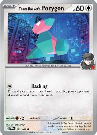 Team Rocket's Porygon 153  - Reverse Holofoil SV10 Destined Rivals - Common