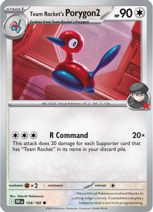 Team Rocket's Porygon2 154  - Reverse Holofoil SV10 Destined Rivals - Common