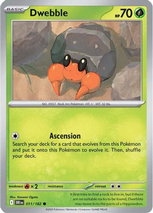 Dwebble 011  - Reverse Holofoil SV10 Destined Rivals - Common