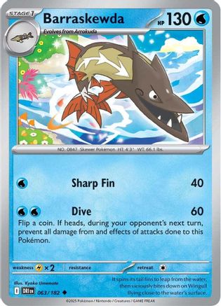 Barraskewda 063  - Reverse Holofoil SV10 Destined Rivals - Uncommon