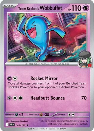 Team Rocket's Wobbuffet 082  - Holofoil SV10 Destined Rivals - Rare