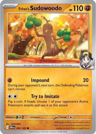 Ethan's Sudowoodo 093  - Reverse Holofoil SV10 Destined Rivals - Common
