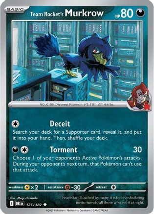 Team Rocket's Murkrow 127/182  - Reverse Holofoil SV10 Destined Rivals - Uncommon