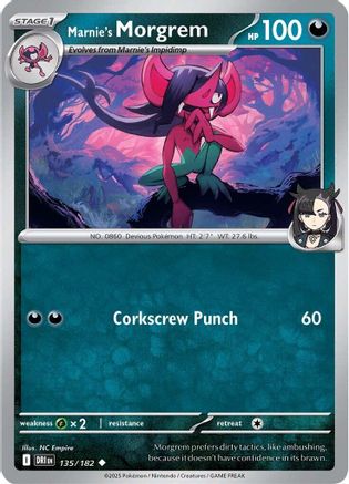 Marnie's Morgrem 135  - Reverse Holofoil SV10 Destined Rivals - Uncommon