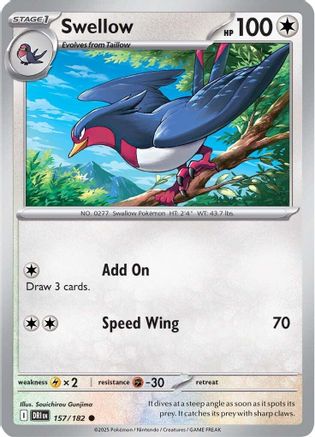 Swellow 157  - Reverse Holofoil SV10 Destined Rivals - Common