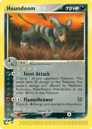 Houndoom 034  - Reverse Holofoil Dragon - Uncommon
