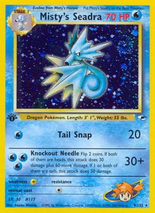 Misty's Seadra 009/132  - 1st Edition Holofoil Gym Heroes - Holo Rare