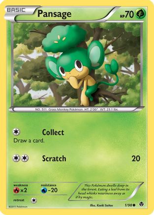 Pansage 001  - Reverse Holofoil Emerging Powers - Common